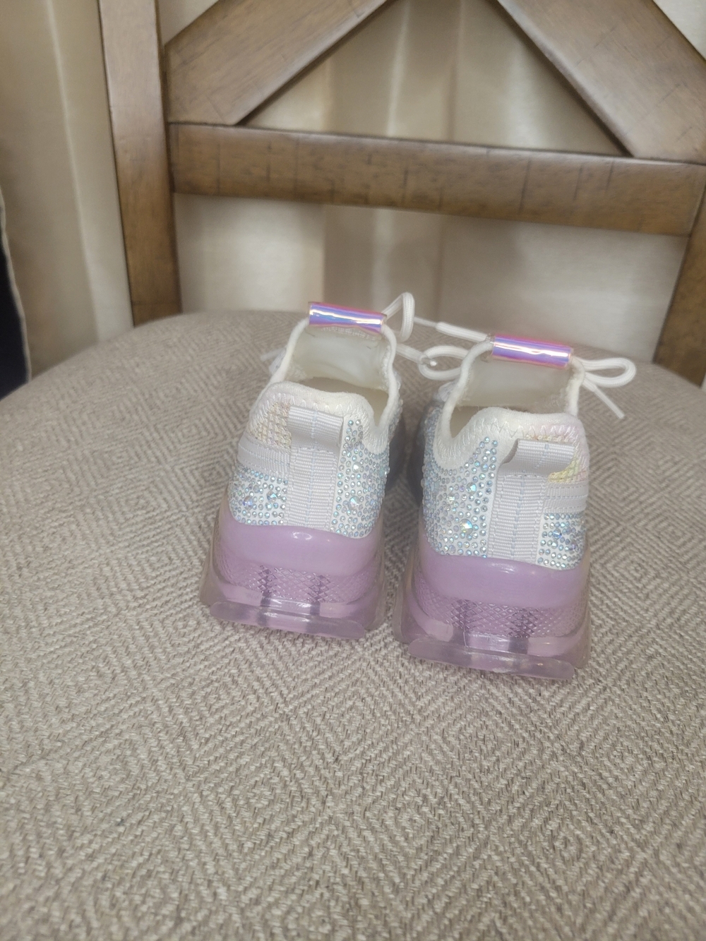 Steve Madden Iridescent Pastel Knit Sneakers with Clear Chunky Sole - Picture 2 of 6